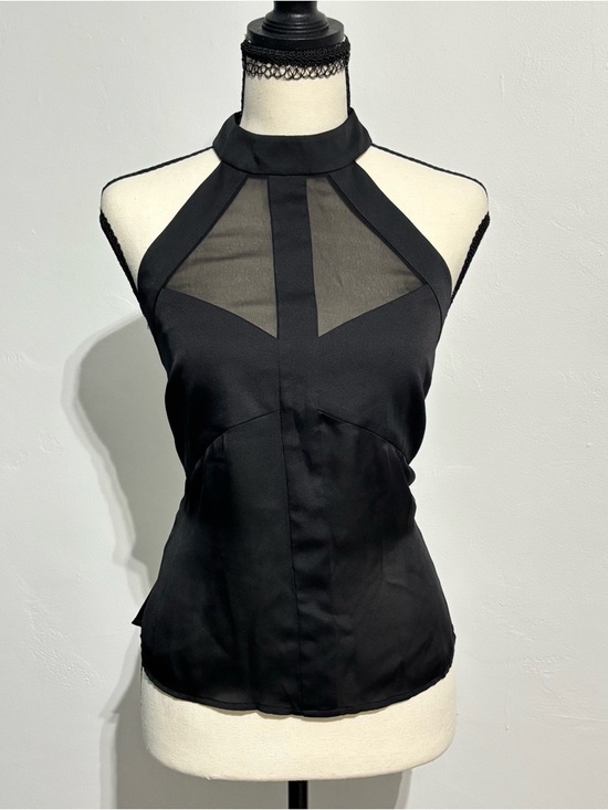 BCBGMaxAzria Tops - BCBGMaxAzria Black Sheer Halter Top